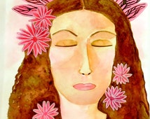 Flora the Goddess of Renewal and Spring Original Watercolor Painting 9x12 by Jeanne Fry Number 10 - il_214x170.737703410_l8cu