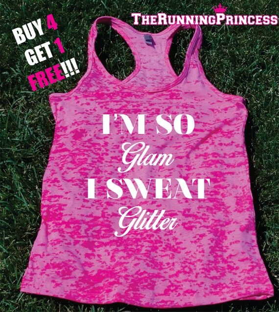 I'm So Glam I Sweat Glitter Burnout Tank by TheWorkoutPrincess