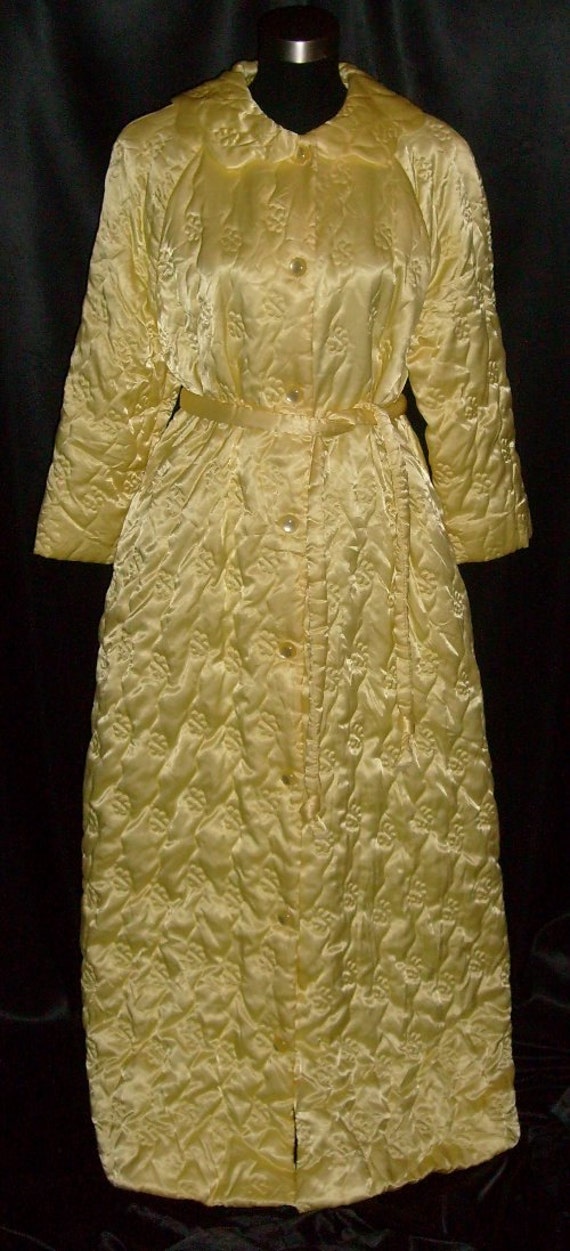 Vintage Rhapsody Quilted Yellow Satin Robe 38 by YourPinkGirl