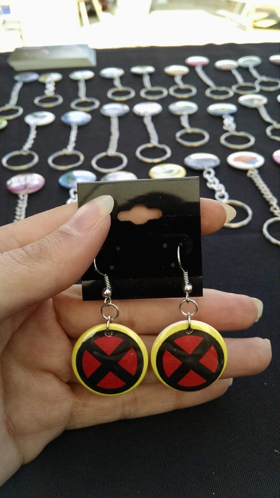 X-Men Inspired Button Earrings Handmade by FlashbackFashionGear