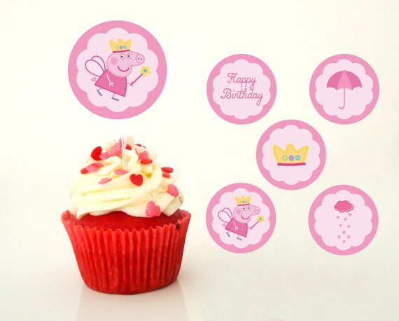 Peppa Pig printable cupcake topper peppa pig by PaperPartyDesign