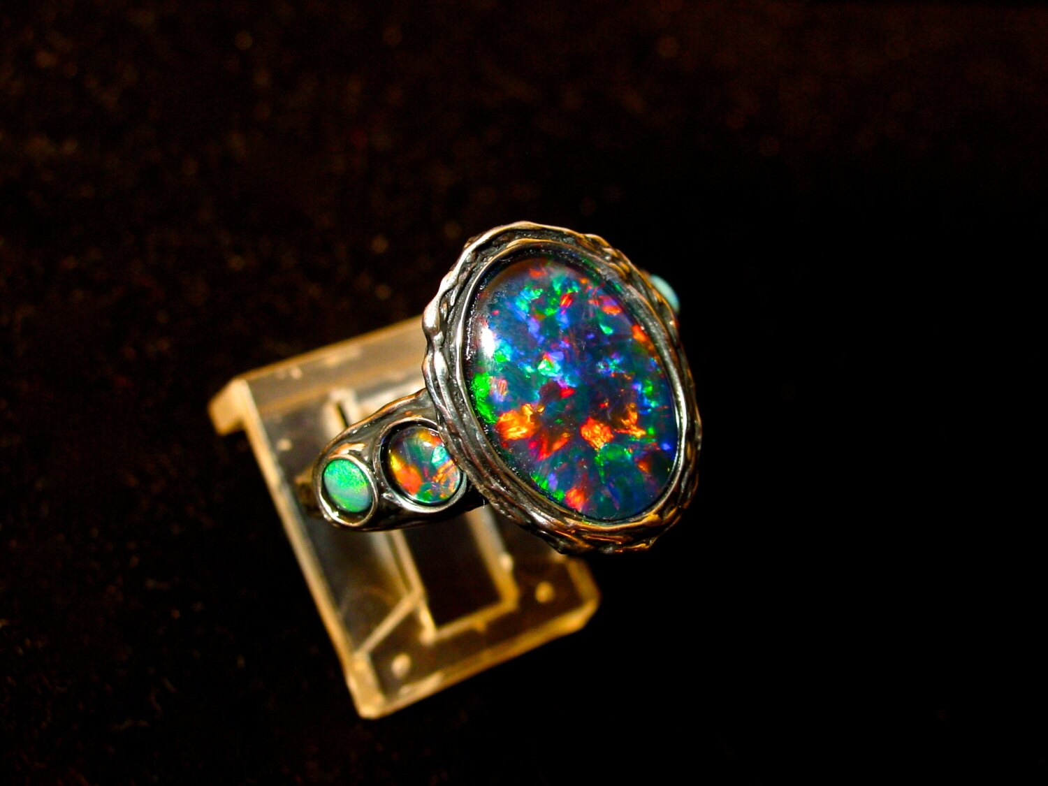 5 Opal ring.Vivid Genuine Australian Natural Large Opal