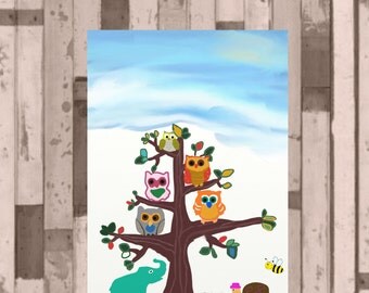 Whimsical Wall Art colorful tree art | etsy Whimsical Wall Art colorful tree art | etsy