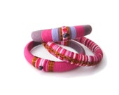 MADE TO ORDER - Boho bangles,gypsy bangles,tribal bangles,fiber bangles,fabric bracelets,striped fabric bangles bracelets,spring