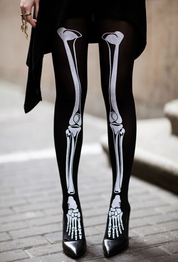 70 Denier Skeleton Bones Tights Halloween by LeggsBeautiful