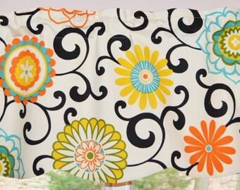 Kitchen Valance . Waverly Pom Pom Play Confetti Valance . Scalloped Edge . FULLY Lined . Custom Sizes Available . by SeamsOriginal