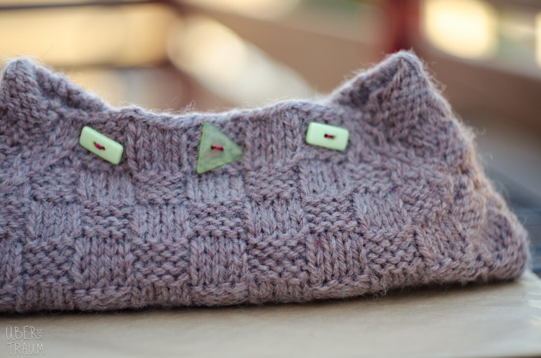 Large wool hand knit pencil case back to school cosmetics