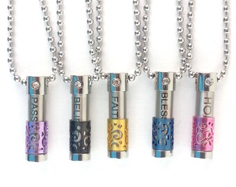 Essential Oil Diffuser Necklace, kids diffuser necklace Petite stainless steel vial, essential oil necklace carrier to hold oils 5