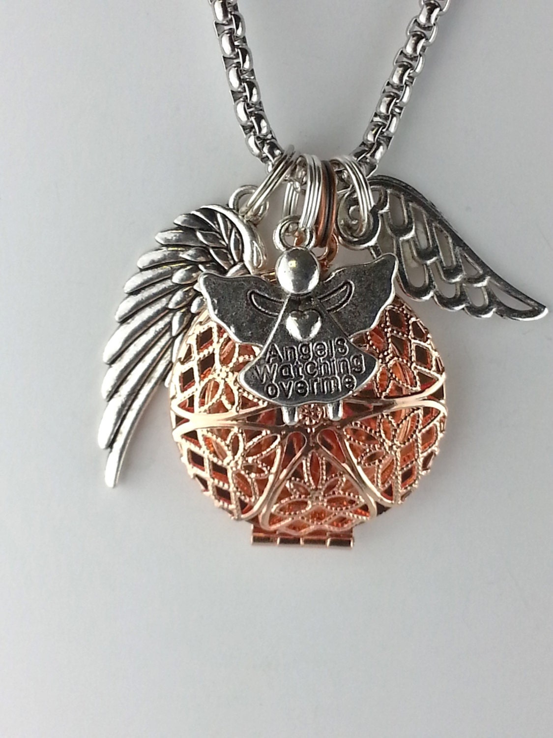 Angel essential oil diffuser necklace jewelry Mixed Metal