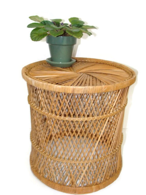 Rattan Side Table Dwight Designs Vintage Rattan Drum Table Side Bohemian Home Plant Stand