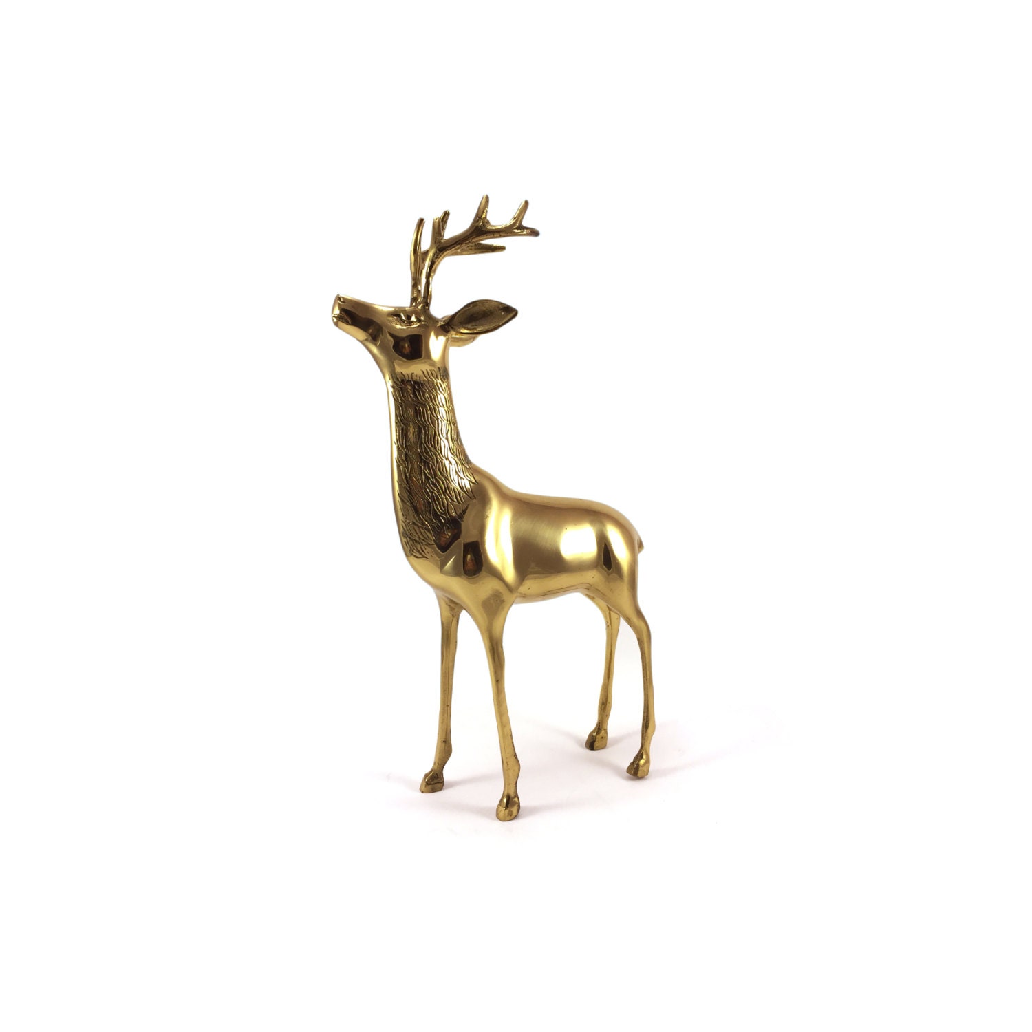 LARGE Vintage Brass Deer Figurine Gold Stag Elk by HarpersFlea