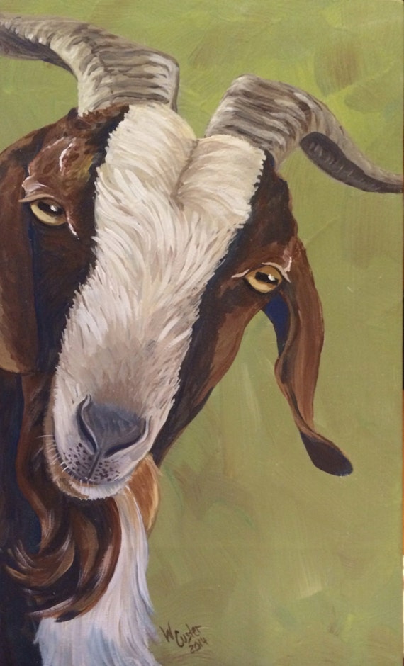 Goat Painting Original Acrylic Painting on 20 x 12 by WendyCuster