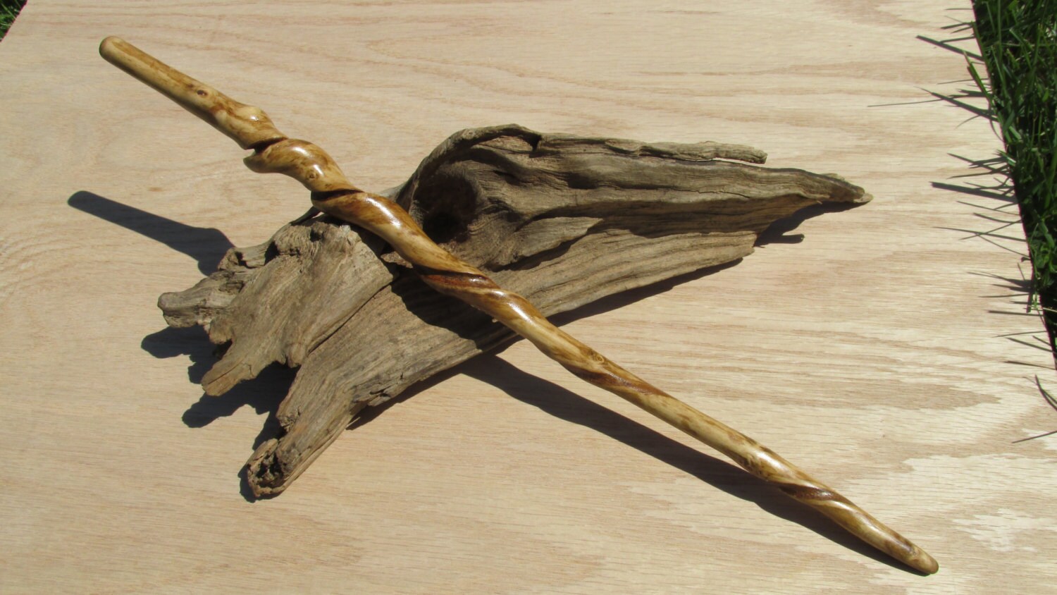 Twisted Ash Wooden Magic Wand Carved of Ash Wood. Real Witch