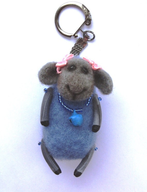 Items similar to Unique Keychain Gray Needle felted Lamb, Handmade