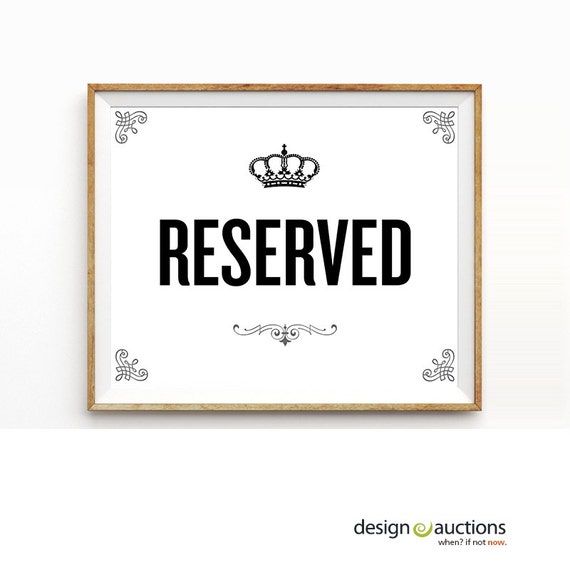 Reserved sign printable instant download by DesignAuctionsNow