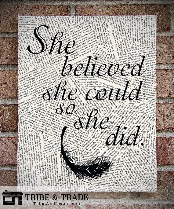 Quote Wall Art She Believed She Could So She Did by