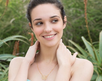 Monogram Necklace 1 inch Personalized necklace Gold 14K Filled Name Jewelry bridesmaid jewelry