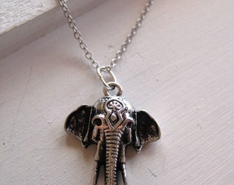 Good Luck Elephant Necklace, elephant necklace, silver elephant, tribal jewelry, tribal necklace, elephant pendant, handmade, gift for her