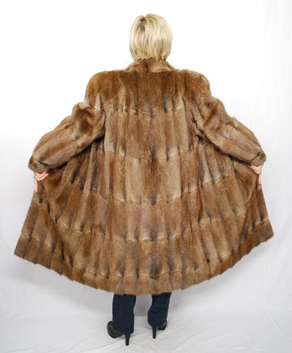 Musquash MINK Muskrat FUR Coat Full Length Brown by NEWENGLANDHOME