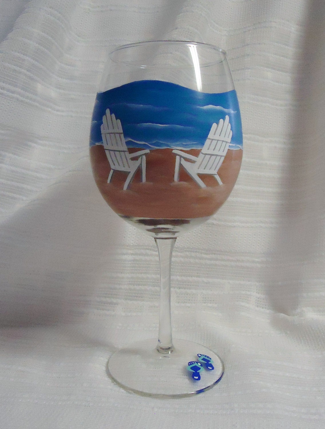 Painted wine glasses Wine glasses Beach theme Beach chairs
