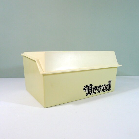 Vintage Bread Box Plastic Melamine 70s Typography by AgedNicely