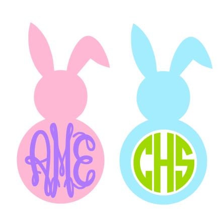 Download Easter Bunny Monogram cut file for cutting machines SVG DXF