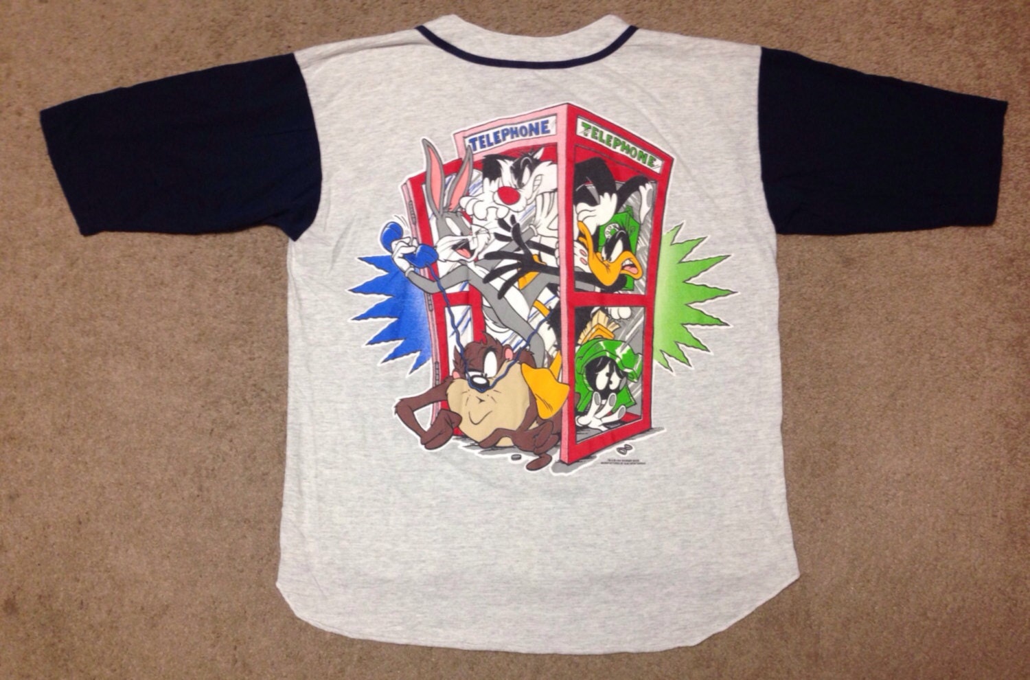 Rare Vintage Looney Tunes Baseball Jersey Size L by BrokerSupply