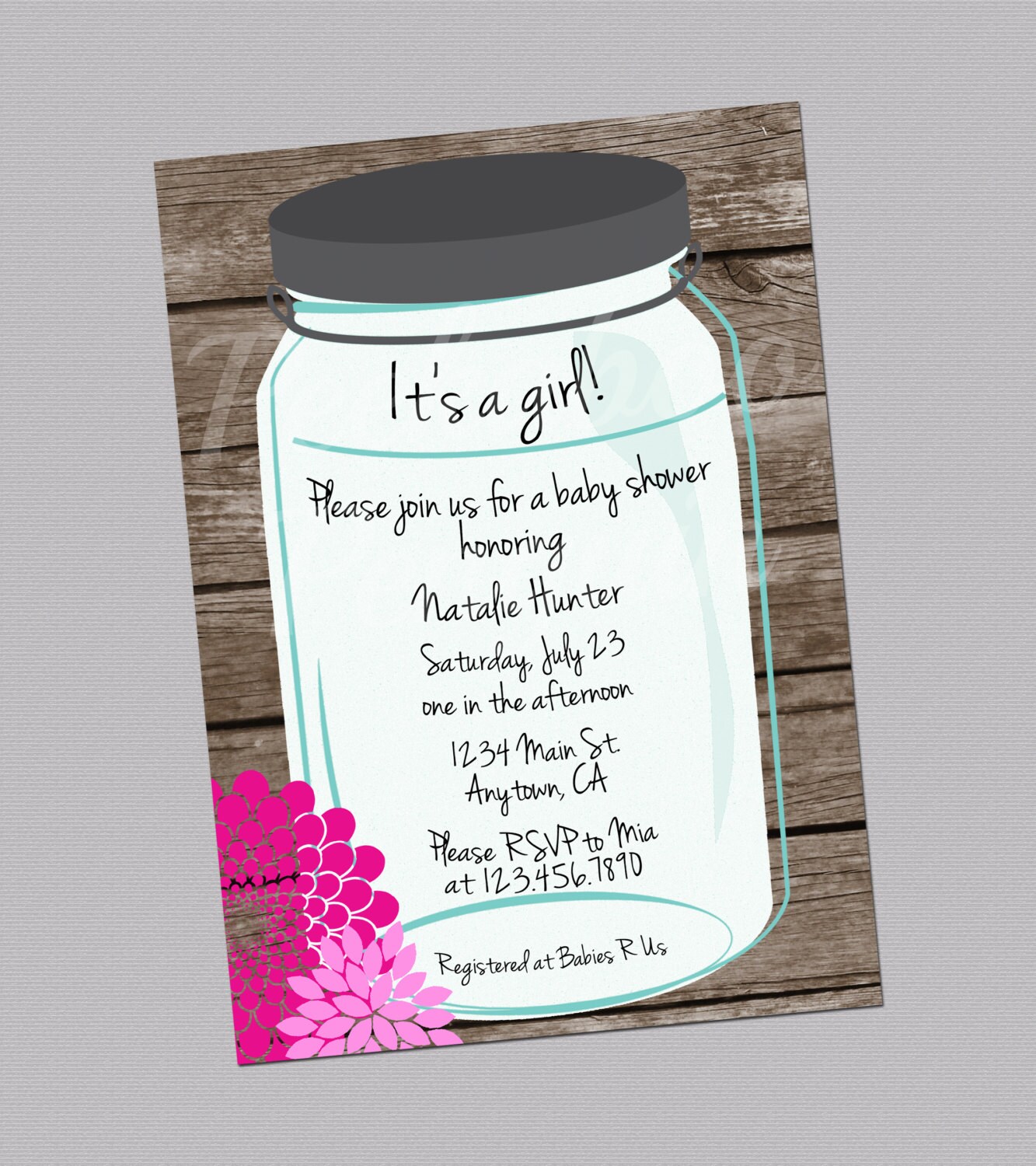 Rustic Baby Shower Invitations Mason Jar by PeekabooPenguin