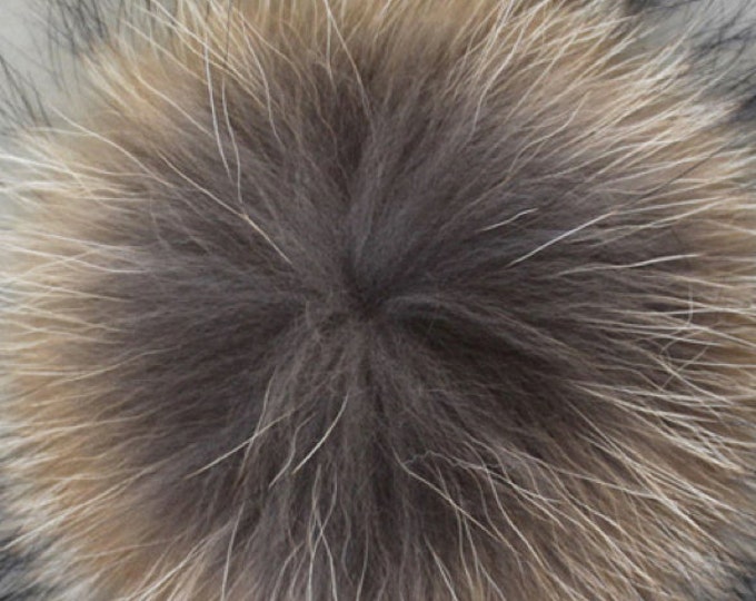 Raccoon Fur Pom Pom Ball JUMBO SIZE 17-18 cm NATURAL no dye