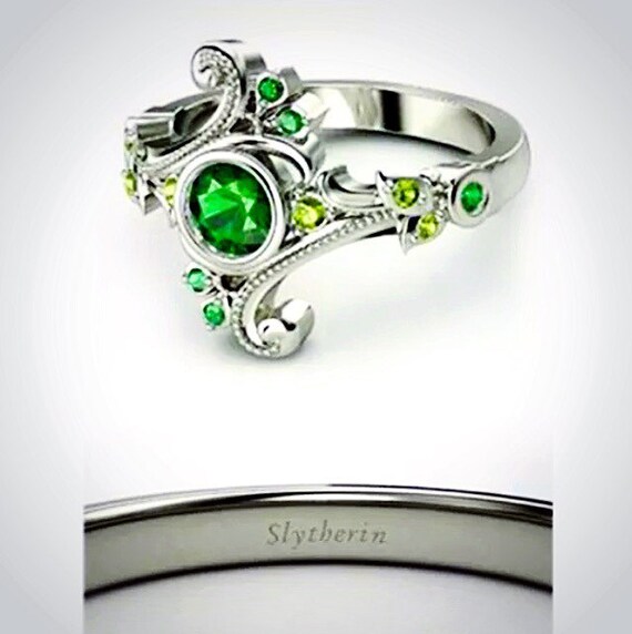 Items similar to Harry Potter Slytherin Emerald Engagement Ring on Etsy