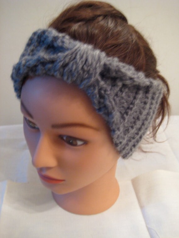 Handmade Gray Bow Headband Ear Warmer by CreationsbyTiffyD