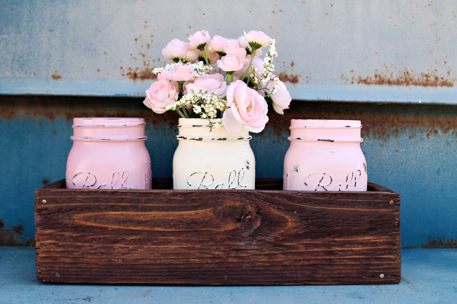 Rustic Wooden Box Mason jar box wooden by UnpolishedandPretty