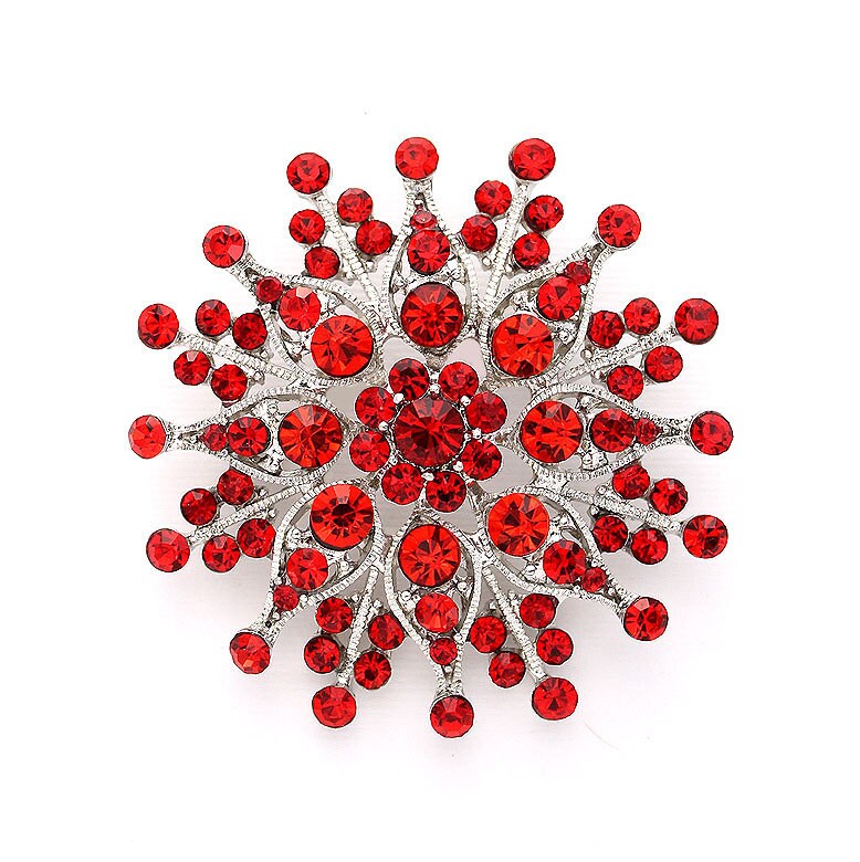 Rhinestone Red Brooch Wedding Bridal Crystal Red Brooches