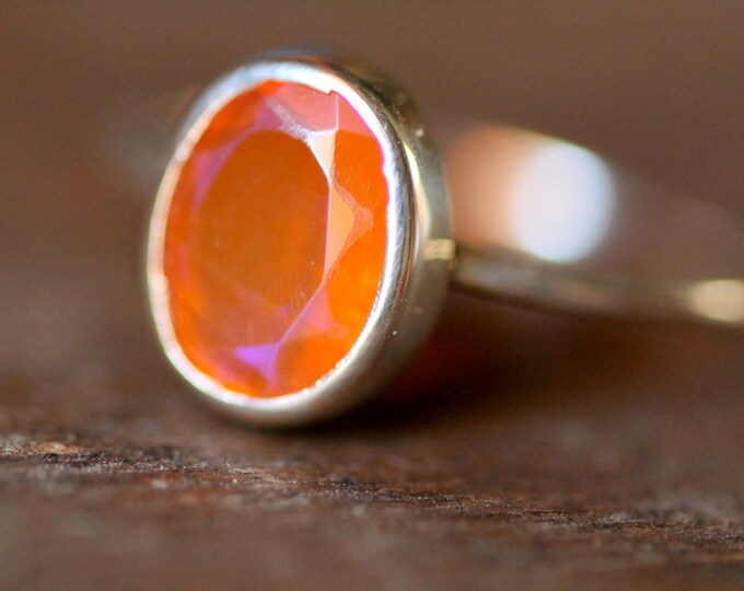 Orange opal gold ring - Fire opal ring - Gold ring - Orange stone ring - Engagement ring - Natural stone - Gift idea - Womens ring