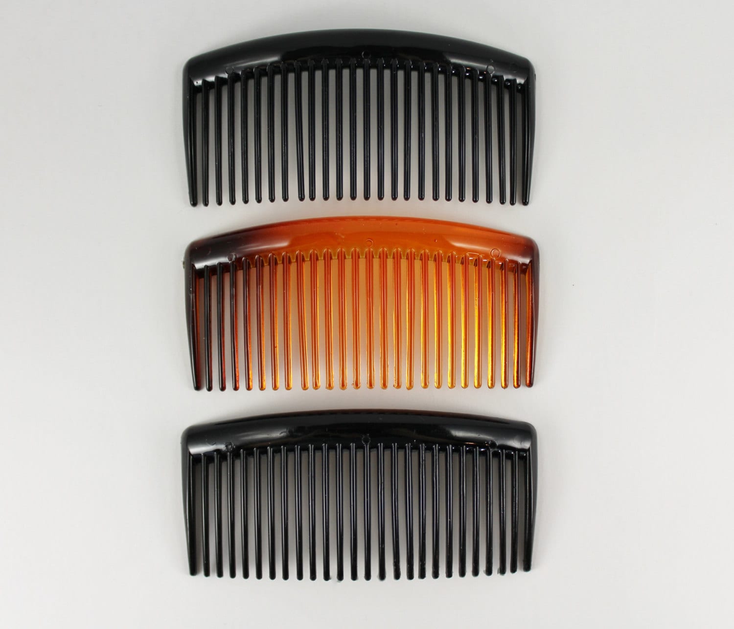 Hair Side Comb Set Of 3 Black Brown Plastic Accessories