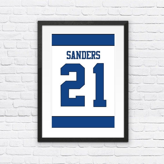 Deion Sanders Number 21 Dallas Cowboys Jersey by FineSportsPrints