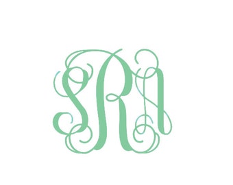 Vine Monogram Decal / Small Decal / Petite Decal / Tiny Decal / Interlocking Decal