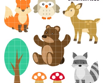 Woodland Animals Clip Art, Forest Clipart, Wild Printable, Woodland Clip Art, Digital Art, Clip Art, Royalty Free