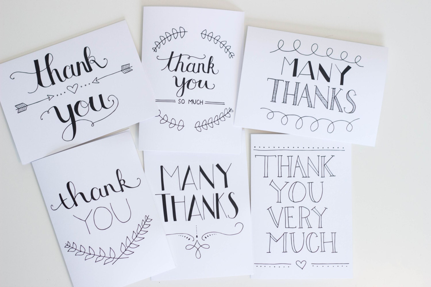 5 Pack Thank You Card Set Assorted by LittleInklingsDesign