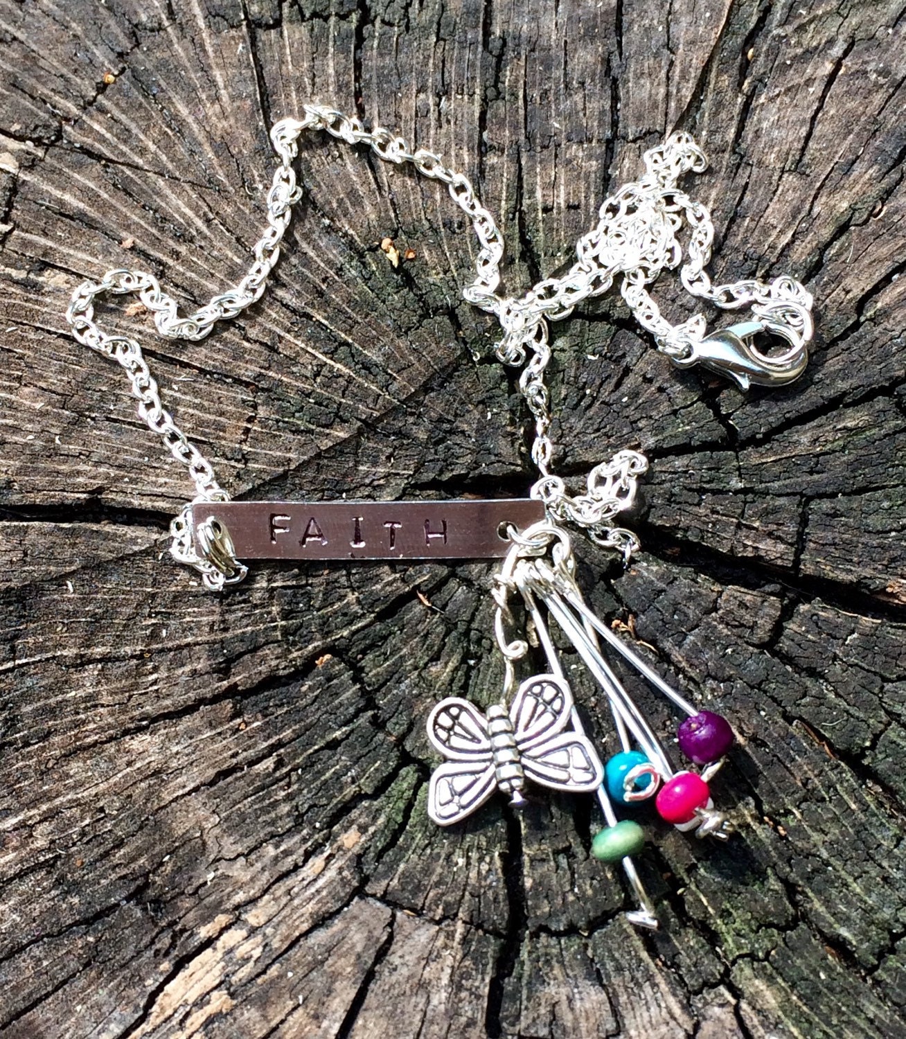 15 faith necklace with butterfly and spring by SiBelleJewelry