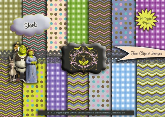 Shrek Digital Paper Pack Collection with FREE Png by storiesbyanna