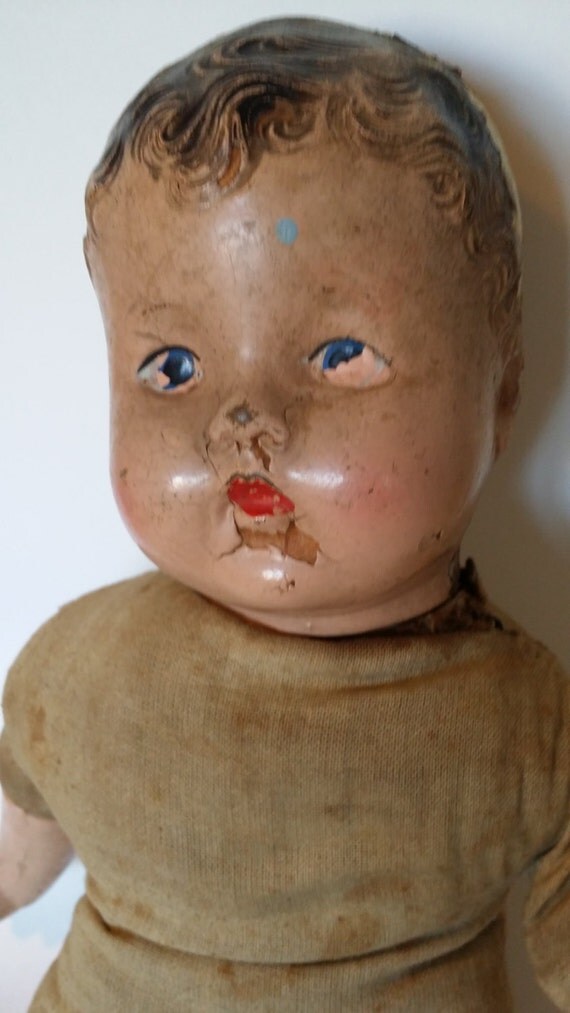 Antique creepy doll composition doll collectible oddities