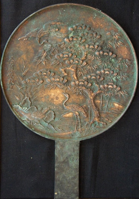 Japanese antique bronze mirror hand made Japan by JapaneseVintage1
