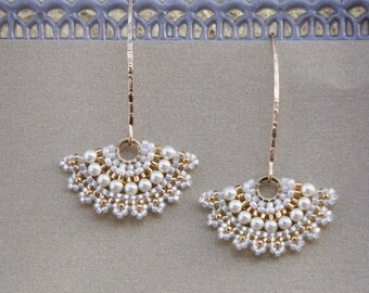 Pearl wedding earrings, Bridal earrings pearl, Bridal statement earrings, Pearl earrings wedding, Swarovski pearl earrings, white earrings