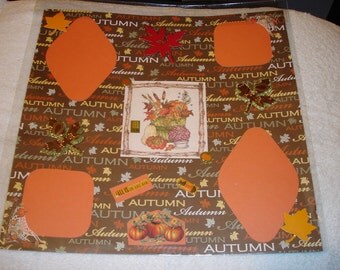 Premade 12x12 Scrapbook Page - THANKSGIVING/AUTUMN