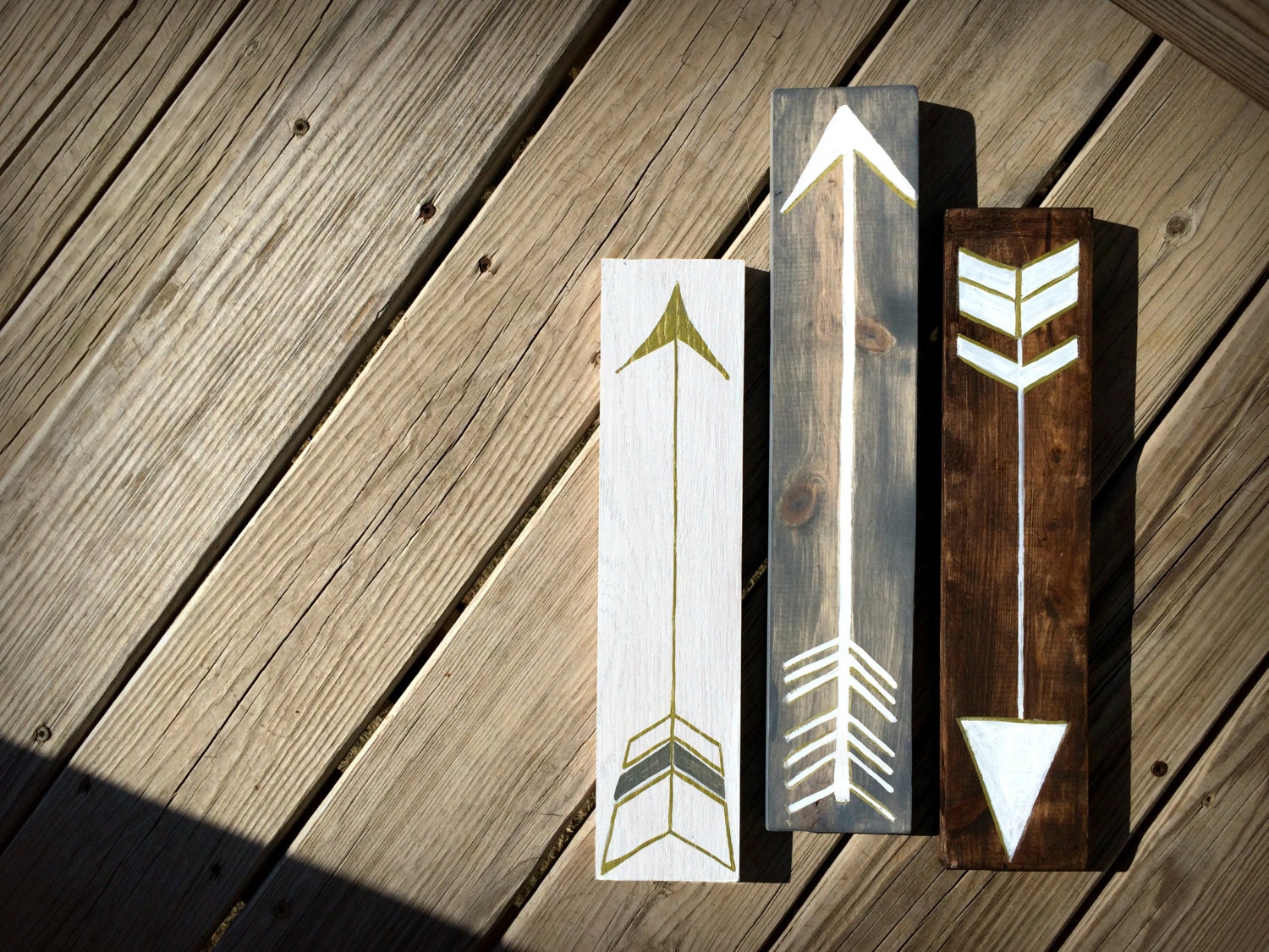 Rustic Painted Arrow Signs Set of Three Wooden by BrushLightGold