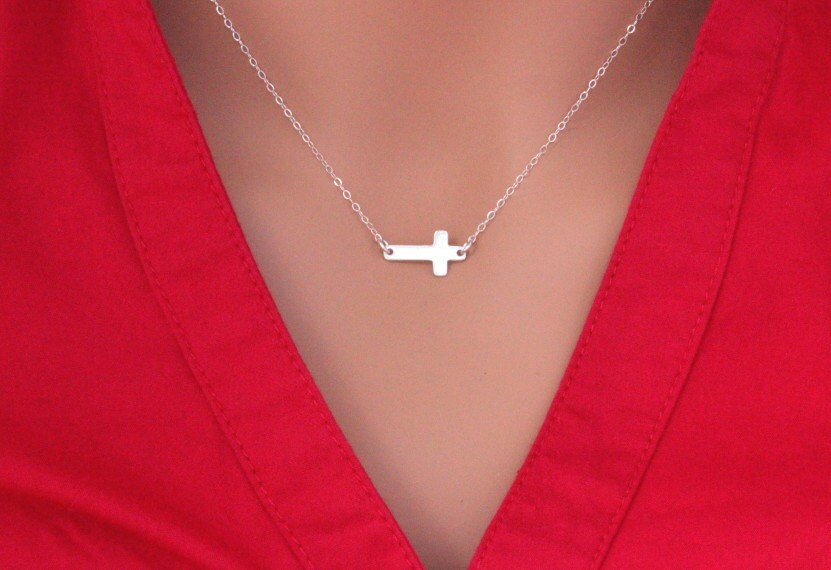 Sideway Cross Necklace Cross Necklace Layering Necklace