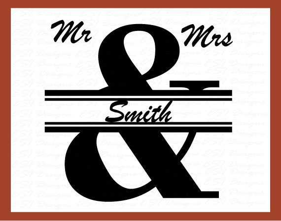 Mr and Mrs Split monogram design SVG & DXF by ESIdesignsdigital