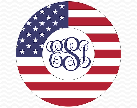 Patriotic american flag circle monogram frame by ESIdesignsdigital