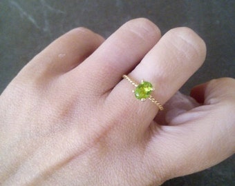 SALE! Birthstone ring,August ring,Stacking Ring, Peridot Ring,Gold Ring, Thin Stackable Ring,Vintage Ring,Gemstone Ring, Bridal Ring
